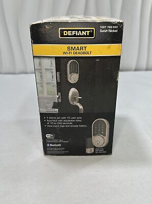 Defiant Round Satin Nickel Smart Wi-Fi Deadbolt Powered by Hubspace -...