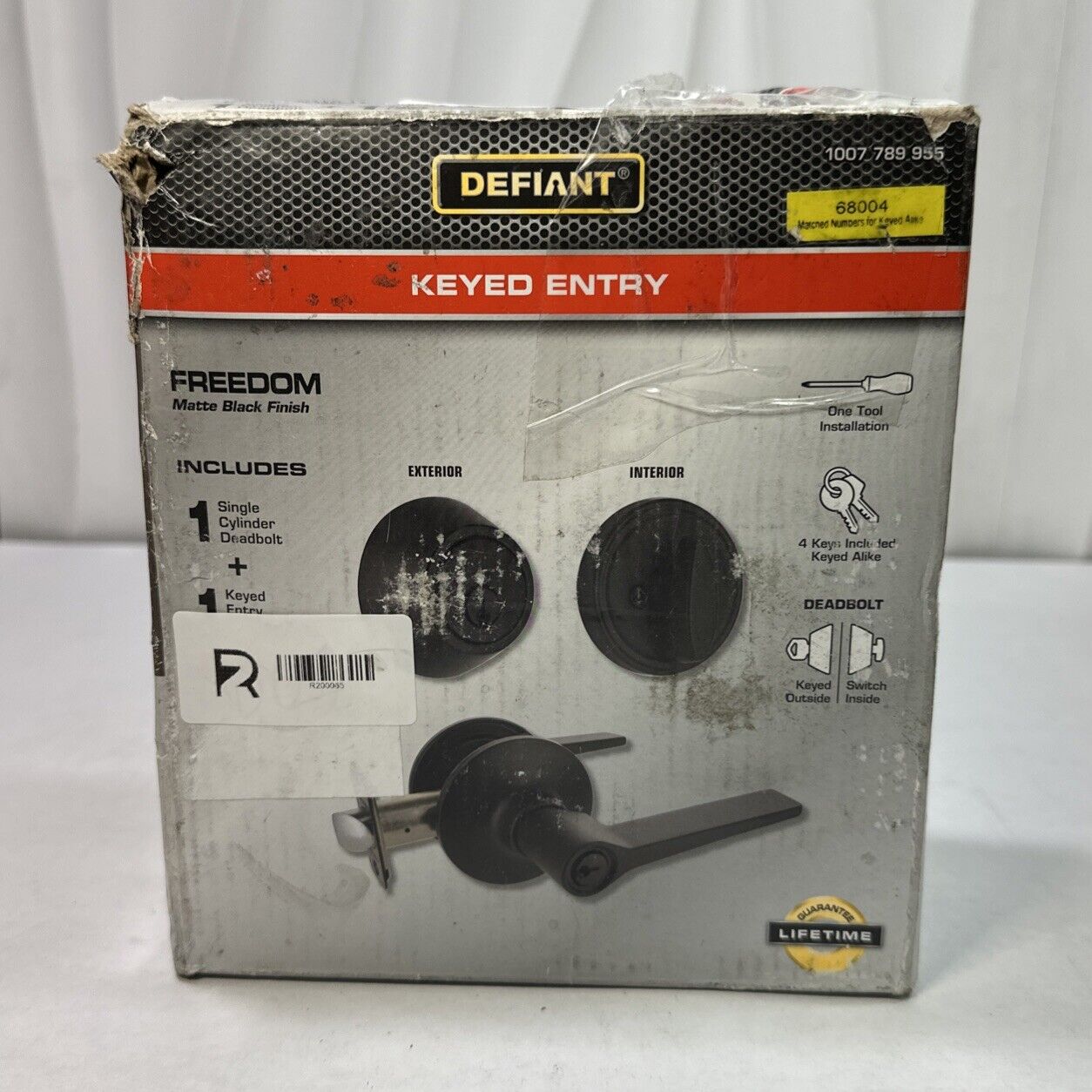 Defiant Freedom Keyed Entry Lock Set Deadbolt Lever Handle Matte Black Finish