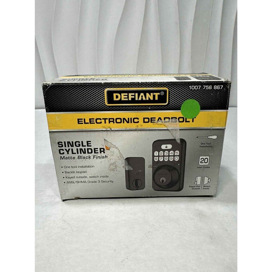 Defiant Square Electronic Keypad Deadbolt Matte Black Single Cylinder Lock