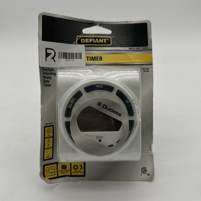 Defiant Heavy Duty 2-OUTLET DIGITAL TIMER Timer 7 Days Programmable 15 Amp